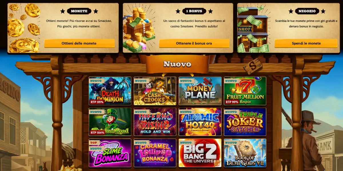 Monete, bonus, negozio e nuovi giochi su Smokace Casino